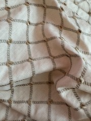 1.5 Yard Remnant of Gray, Yellow and White Embroidered Diamond Home Decor Fabric