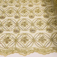 Fiona GOLD Foil and Sequins on Mesh Lace Fabric by the Yard – 10034