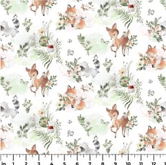 Baby Flannel Fabric by the Yard Flannel Nature Baby Deer Cotton Fabric