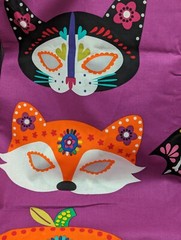 Halloween Masks New Fabric “Day of the Dead” Colorful Purple Cotton Approx 2 Yds