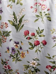 NOS Braemore 4 Yards x 56” lt blue with Multicolor Floral Drapery Fabric Vtg