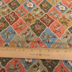 Classic Cottons Vtg 2001 Cotton Fabric Floral Paisley Birds Triangles 23″ x 42