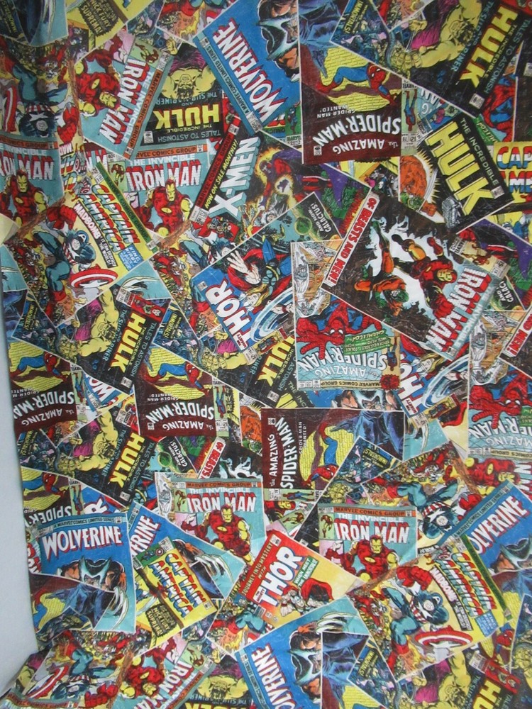 SUPER HEROES VTG 2012 MARVEL COMICS Eugene Textiles Cotton Fabric 1YDX43″ NEW