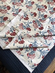 GP & J Baker Vintage Floral Chintz Fabric Approx 10 Yards 1981 Ivory Red Blue