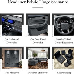 for Car Roof, 54″x60″ Dark Grey Material | 1/8″ Foam Backed Suede, Soft Touch…