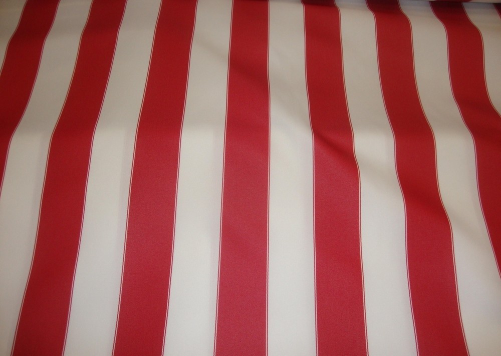 3 YARDS Outdoor Upholstery Waterproof Red White Striped Canvas fabric Home