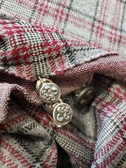 65 x 24″ uncut Vintage Fabric + extra grey maroon black plaid estate