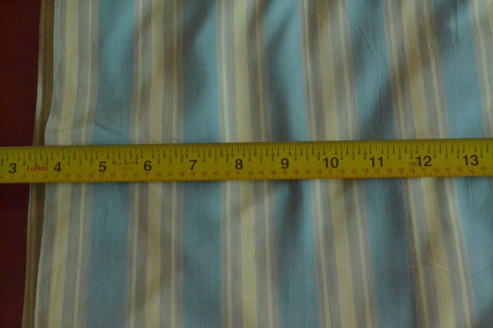 32″ Long x 35″ Wide, Vintage 1940’s-60’s, Blue Gray White Striped Cotton, M4390