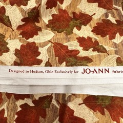 Fall Autumn Red Green Oak Leaves Joann Fabric Quilters Cotton Tan Background