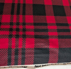 Blizzard Fleece Fabric Black & Red Check Plaid 59″ Wide BTY