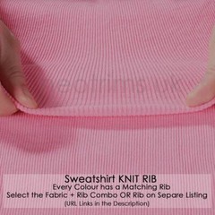 Sweatshirt Fleece Brushed Fabric Matching Knit Rib,School Jersey Material,5Meter