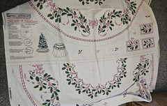 VTG Daisy Kingdom Holly Peppermint Tree Skirt or Tablecloth Fabric Panels