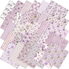 60 Pcs Purple Flower Fabric Squares 10 X 10 Inch Spring Vintage Floral Cotton Fa
