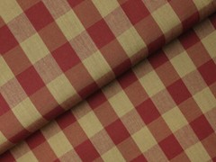 Red And Tea Dye Buffalo Check Cotton Homespun Fabric | Rustic Woven Fabric