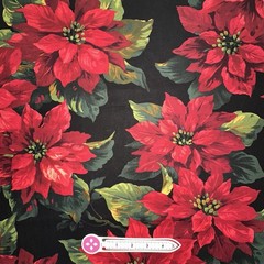 FERN FAT QUARTER 18×22″ Christmas Holiday Scarlet Red Poinsettia Floral Fabric