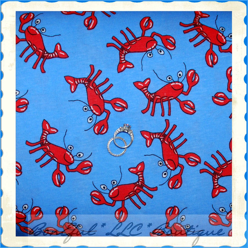 BonEful Fabric FQ Cotton KNIT Red White Blue Patriotic Boy Beach Lobster Seafood