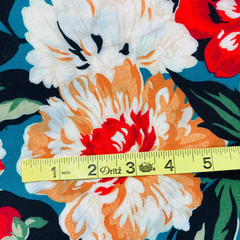 Cranston Cotton Fabric Remnant 1.5 Yards x 58″ Wide Red Orange Floral On Teal