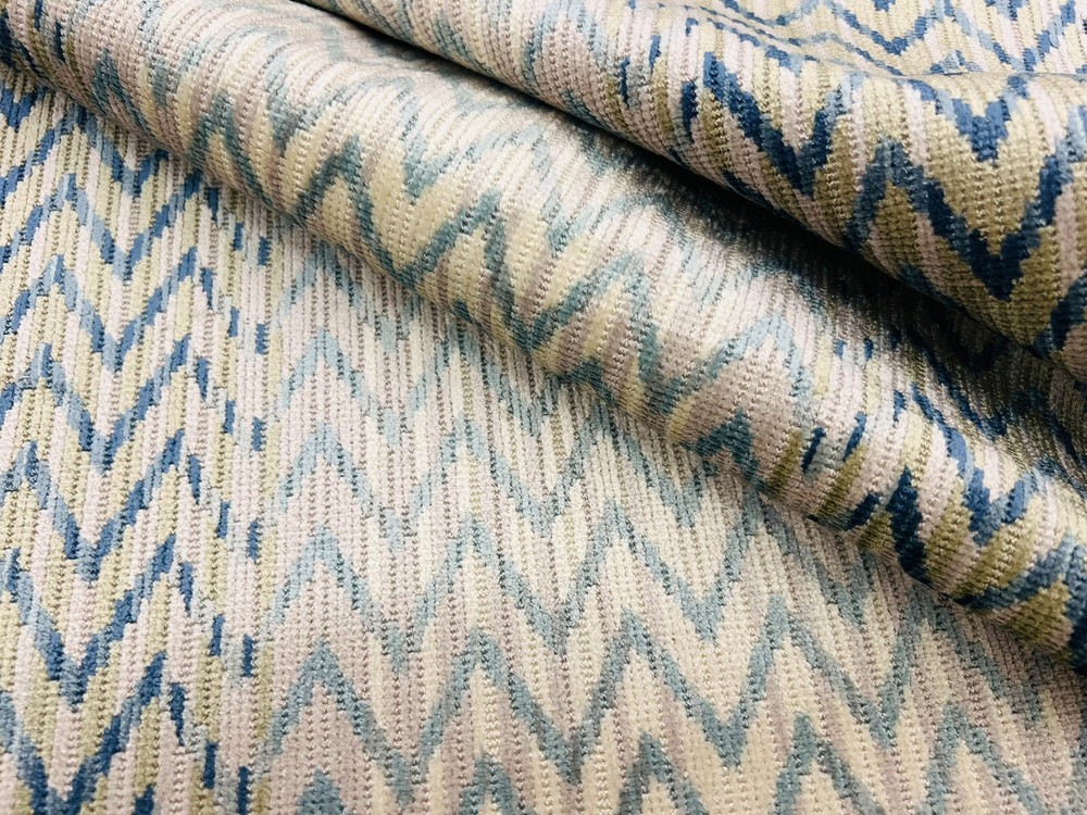Colefax & Fowler Zigzag Ombre Velvet Fabric- Jerome / Blue 6.50 yds F4013-02