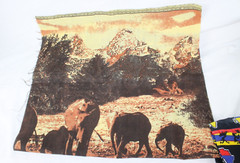African Wax Print, Elephant, Map & Zebra Lot of 7 Remnants Mix Lot Cotton Fabric