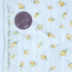 VTG Peter Pan Semi-Sheer Dimity Fabric Ditsy Dainty Yellow Roses On White 2 YDS