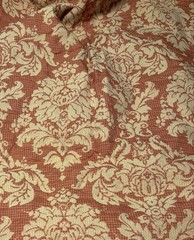 Upholstery Fabric 7.5 Yds X 51 In. Pink Persimmon Color Classic Leaf Design