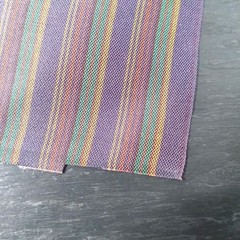 Japanese Kimono Fabric Bolt 100% Silk Tsumugi Stripe Navy Purple EXC AS IS
