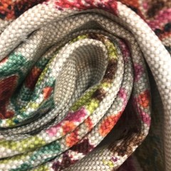 3.25 Yard Cut of Multi-Colored 100% Cotton Basketweave Floral Home Decor Fabric