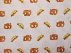Hot Dogs Pretzels Hot Dog Pretzel Snacks Food White Cotton Fabric BTHY