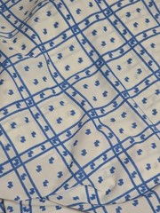 White Blue Indian Block Print Fabric Sewing Dress Craft Poly 46×120″ Vintage NEW