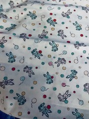 VTG Classic Cotton Novelty Pastel Gingham Bunnies Dots & Balloons on Cream BTFQ