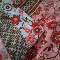 Vintage Style Pink Boho Floral Striped Cotton Knit Fabric 4.6 Yards 58″x168″