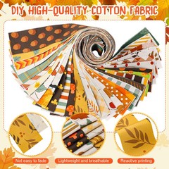 Hahafelt 60 Pcs Jelly Fall Thanksgiving Fabric Roll 2.6 x 40″ Cotton Fabric S…