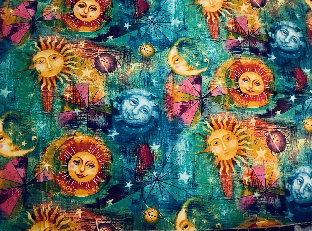 Novelty Celestial Astrology Sun Moon Stars Sky Planets Multicolored 18″x13″