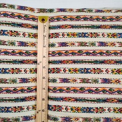 Vintage Aztec Stipe Print Flannel Fabric 42x3yd22 White Yellow Green Blue
