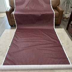 6+yards Duralee Cotton Fabric Burgundy & Green Stripe Sheen Approx 20 Feet 57” W