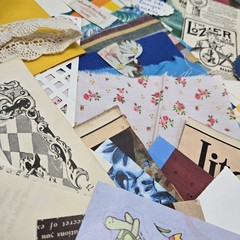 Junk Journal Lot 1Lb Ephemera Card Ribbons Book Page Fabric Button Craft Collage