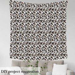 Manfei Cow Print Fabric By The Yard Soft Flannel Polyester Brown White Cow Fur