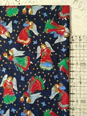 Angels Stars Doves Gold Highlights Cranston Cotton Fabric BTFQ 18×22 Navy Blue