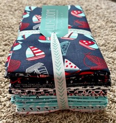 10 Yards Lily & Loom Nautical Quilt Fabric Lot Sailboats Anchors Coastal Cotton