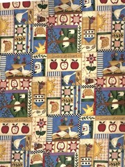 Country At Heart Patchwork Apple Cotton Fabric Leslie Beck Cranston -by 1/2 YARD