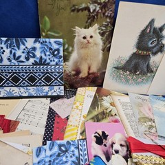 Junk Journal Lot 1Lb Ephemera Card Ribbons Book Page Fabric Button Craft Collage