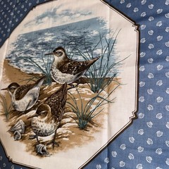 Vintage Shore Birds Fabric Panel 52×17 Seagulls Sandpipers Coastal Craft NOS