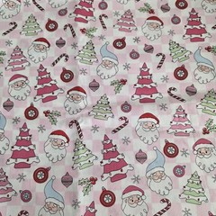 2 Yards Of Christmas Fabric Pink Xmas 45 Inch By 72 Inch