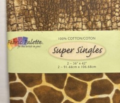 Brown Giraffe & Reptile Fabric Palette Super Singles 100% Cotton 1 Yard Each