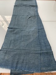 Antique Japanese BORO Light Indigo Kaya Mosquito Net Cotton Asagi Blue 82”