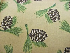 BAUM TEXTILE, INC COTTON QUILTING FABRIC 26″ X 44″ TAN PINE CONES GREEN NEEDLES