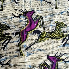 African Wax Print Fabric Running Deer Pattern By Sotiba Dakar 39L x 44W