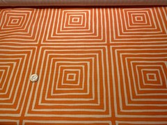 1Yd Quadrille CHINA SEAS Ziggurat Large Scale Orange on Tint 55% Linen Fabric