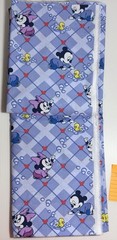 VTG Disney Babies Mickey Minnie Mouse Blue Grid Pattern Fabric 75” X 60” New