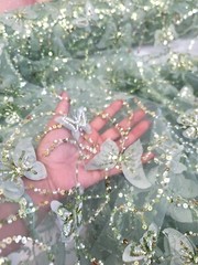 3D Butterfly Design Lace Sage Embroidered Sequins Fabric Sold By Yard For Dress